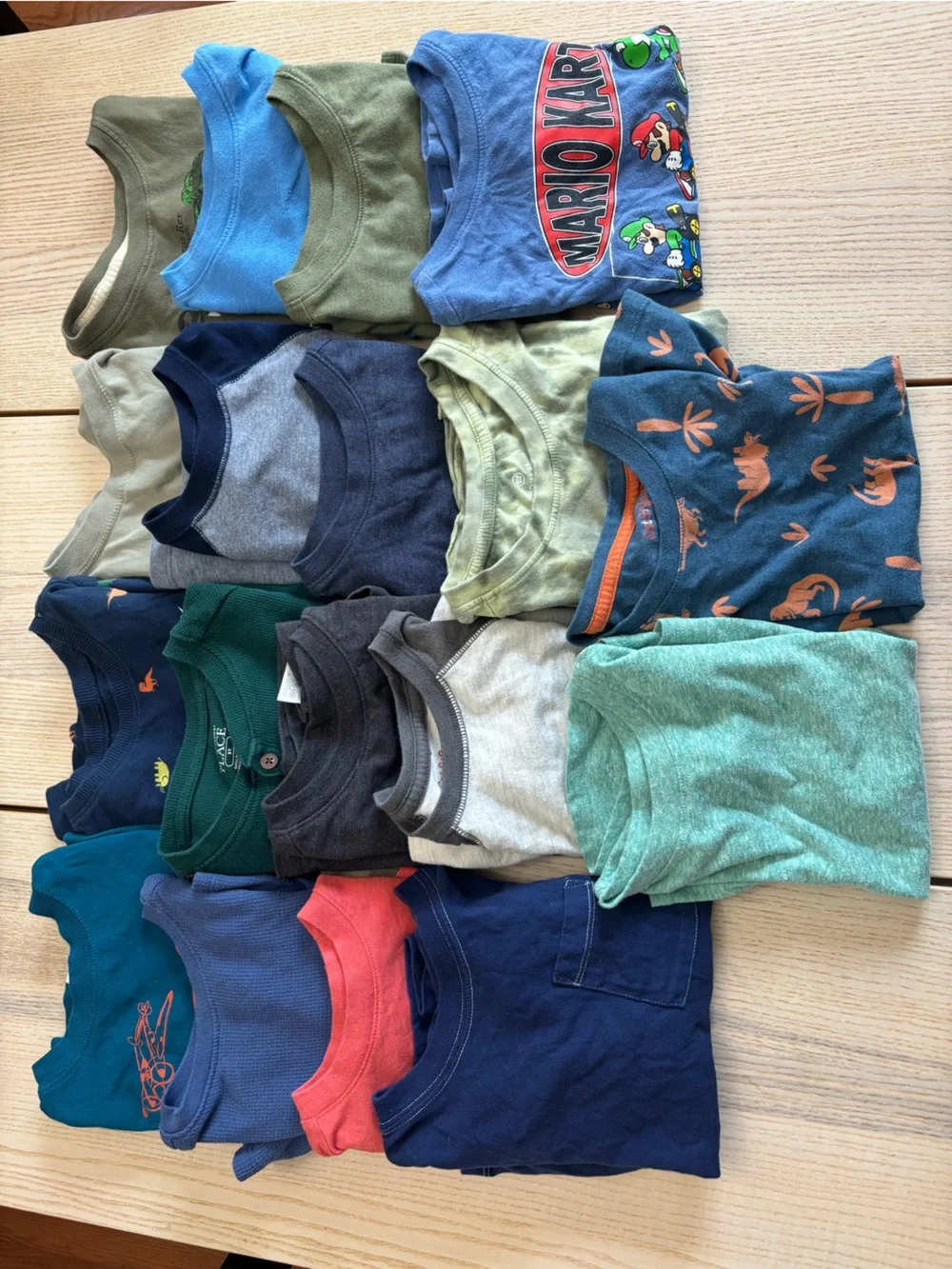 Assorted Boys' Long and Short-Sleeve Tee Pack - Green, Blue, Teal, Gray, Navy